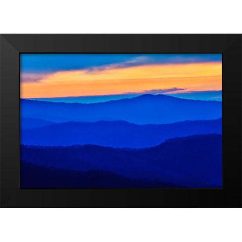USA- Tennessee. Great Smoky Mountains National Park- sunrise and layering of mountains Black Modern Wood Framed Art Print by Gulin, Darrell