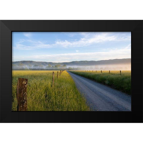 Hyatt Lane in fog Cades Cove Great Smoky Mountains National Park-Tennessee Black Modern Wood Framed Art Print by Day, Richard and Susan