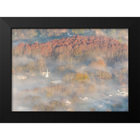 USA-Tennessee Church steeple rises above fog Black Modern Wood Framed Art Print by Drury, Trish