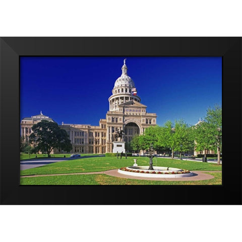 Texas, Austin View of the state capital building Black Modern Wood Framed Art Print by Flaherty, Dennis