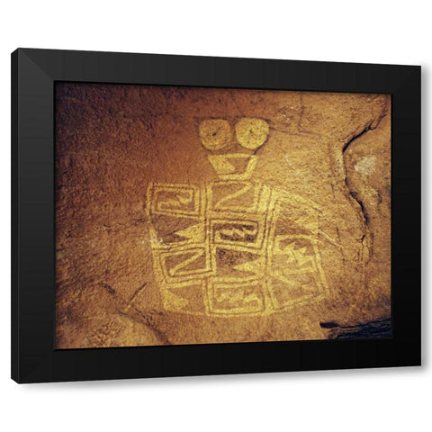 TX, Hueco Tanks SP A Tlaloc pictograph Black Modern Wood Framed Art Print with Double Matting by Flaherty, Dennis