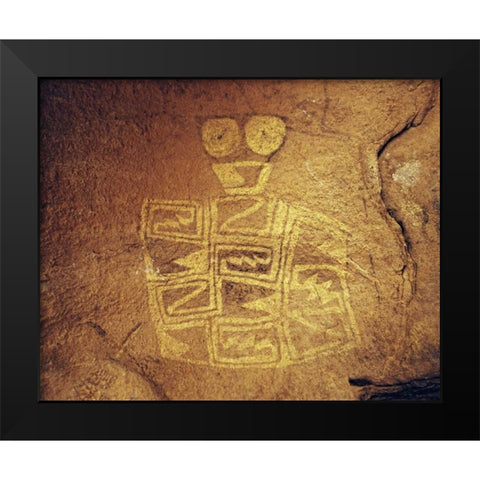 TX, Hueco Tanks SP A Tlaloc pictograph Black Modern Wood Framed Art Print by Flaherty, Dennis