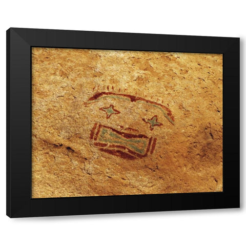 TX, Hueco Tanks SP Pictograph art Black Modern Wood Framed Art Print with Double Matting by Flaherty, Dennis