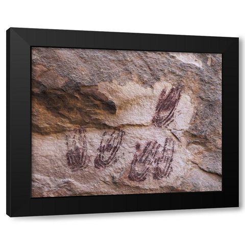 TX Hand-print pictographs in Panther Cave Black Modern Wood Framed Art Print by Flaherty, Dennis