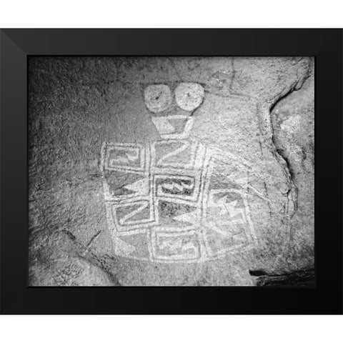 TX, Hueco Tanks SP Tlaloc Indian rain deity Black Modern Wood Framed Art Print by Flaherty, Dennis