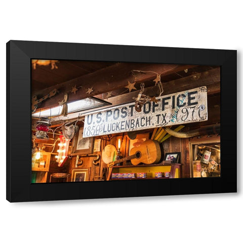Luckenbach-Texas-USA-Post office sign in a tourist shop in Luckenbach-Texas Black Modern Wood Framed Art Print by Wilson, Emily M.