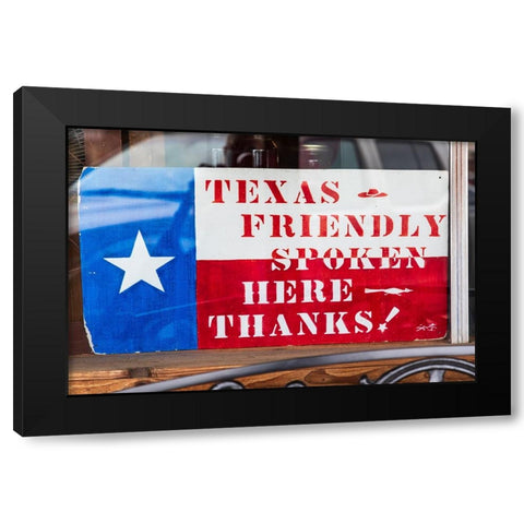 Bandera-Texas-USA-Texas friendly sign in the Texas Hill Country Black Modern Wood Framed Art Print by Wilson, Emily M.