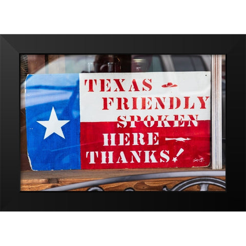 Bandera-Texas-USA-Texas friendly sign in the Texas Hill Country Black Modern Wood Framed Art Print by Wilson, Emily M.