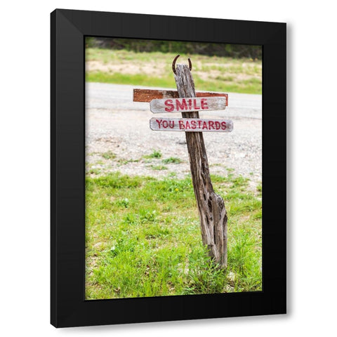 Comfort-Texas-USA-Humorous sign in the Texas Hill Country Black Modern Wood Framed Art Print with Double Matting by Wilson, Emily M.