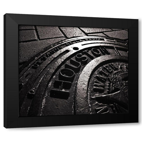 Houston-Texas manhole cover Black Modern Wood Framed Art Print with Double Matting by SMO