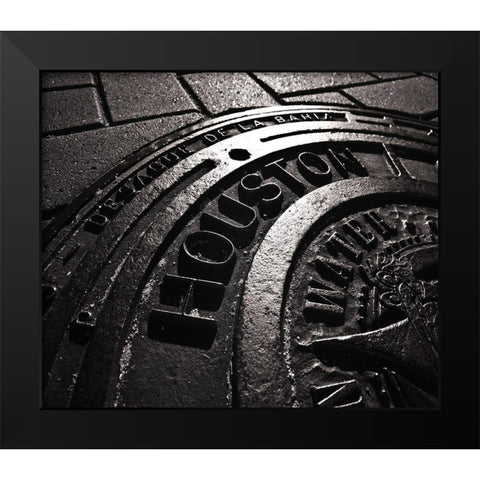 Houston-Texas manhole cover Black Modern Wood Framed Art Print by SMO