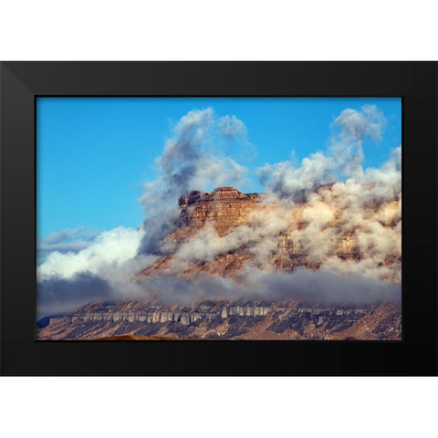 USA-Utah Green River-Cloud and Mist Shrouded Little Elliot Mesa Black Modern Wood Framed Art Print by Friel, Bernard