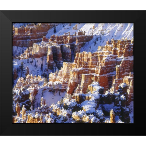 UT, Bryce Canyon Winter snow on rock formations Black Modern Wood Framed Art Print by Talbot Frank, Christopher