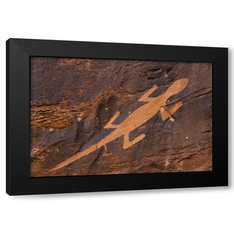 Utah Petroglyph rock art at Dinosaur NM Black Modern Wood Framed Art Print with Double Matting by Flaherty, Dennis