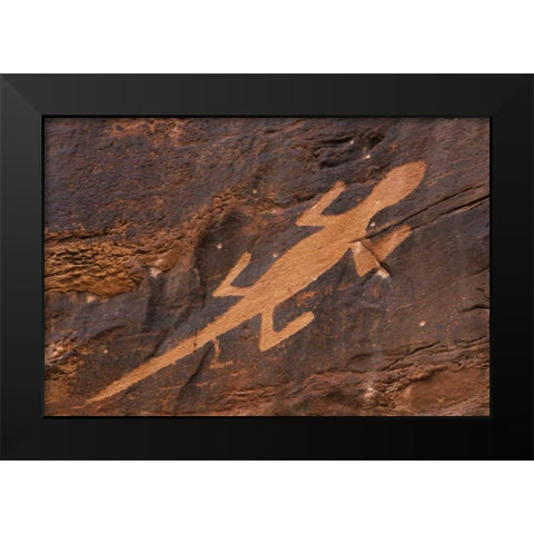 Utah Petroglyph rock art at Dinosaur NM Black Modern Wood Framed Art Print by Flaherty, Dennis