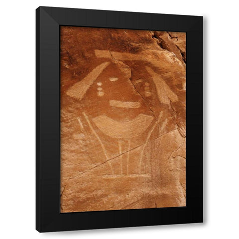 Utah Petroglyph rock art at Dinosaur NM Black Modern Wood Framed Art Print by Flaherty, Dennis