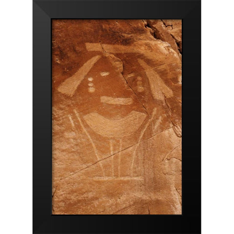 Utah Petroglyph rock art at Dinosaur NM Black Modern Wood Framed Art Print by Flaherty, Dennis