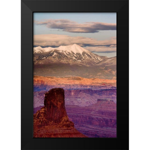 UT, Dead Horse Point SP  La Sal Mts at sunset Black Modern Wood Framed Art Print by Paulson, Don