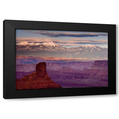 UT, Dead Horse Point SP  La Sal Mts at sunset Black Modern Wood Framed Art Print by Paulson, Don