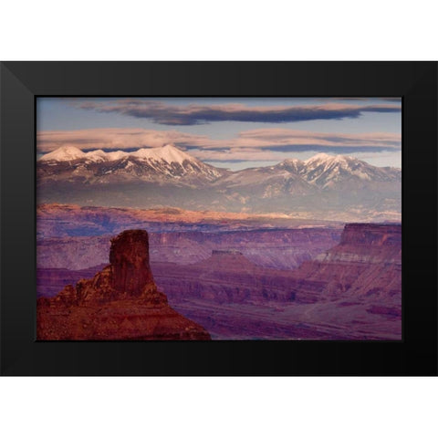 UT, Dead Horse Point SP  La Sal Mts at sunset Black Modern Wood Framed Art Print by Paulson, Don