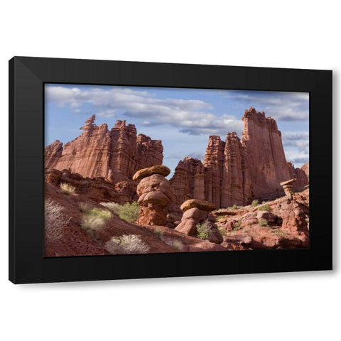USA, Utah View of Fisher Towers Black Modern Wood Framed Art Print with Double Matting by Paulson, Don