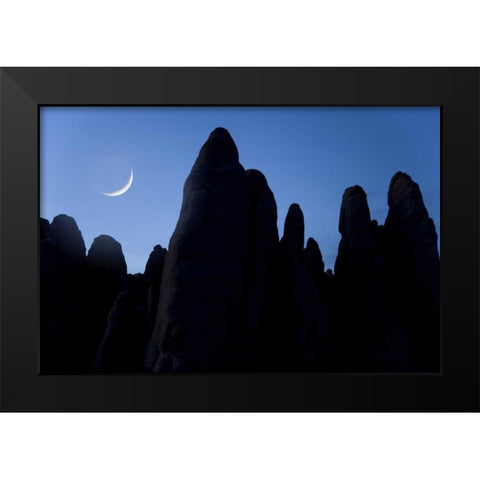 UT, Arches NP Crescent moon and silhouette Black Modern Wood Framed Art Print by Paulson, Don