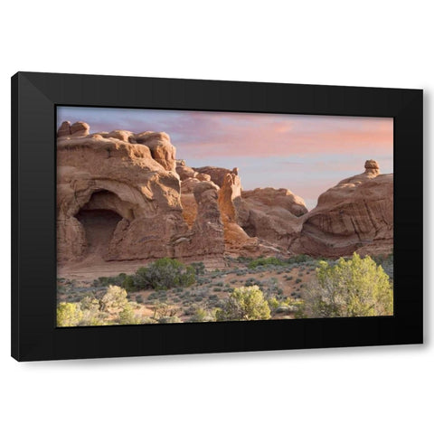 UT, Arches NP Windows Section and cave opening Black Modern Wood Framed Art Print by Paulson, Don