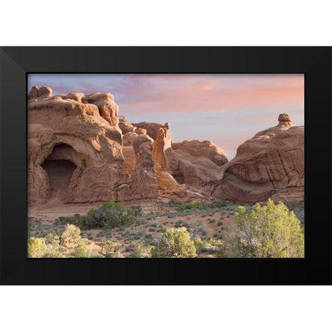 UT, Arches NP Windows Section and cave opening Black Modern Wood Framed Art Print by Paulson, Don