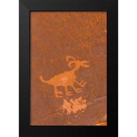 UT, Monument Valley NP Petroglyph etching Black Modern Wood Framed Art Print by OBrien, Jay