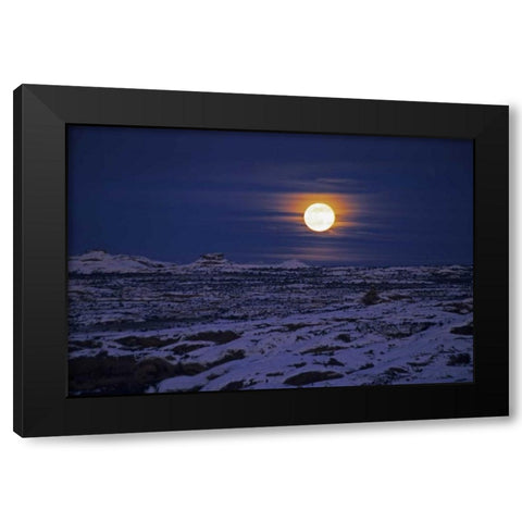 UT, Arches NP Full moon rising over snowy scenic Black Modern Wood Framed Art Print with Double Matting by Illg, Cathy and Gordon