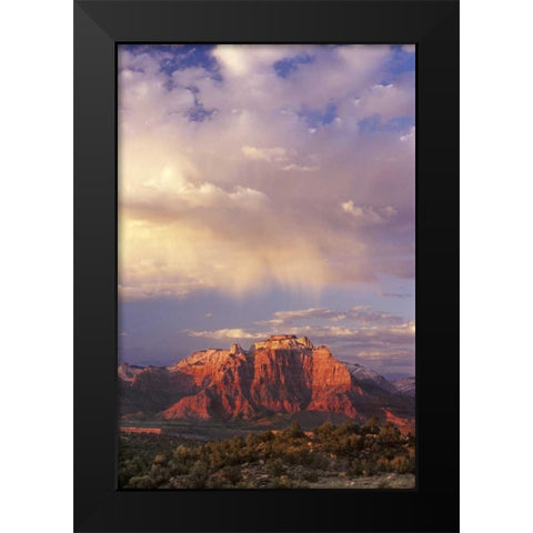 UT, Zion NP Storm over back of West Temple Black Modern Wood Framed Art Print by Welling, Dave