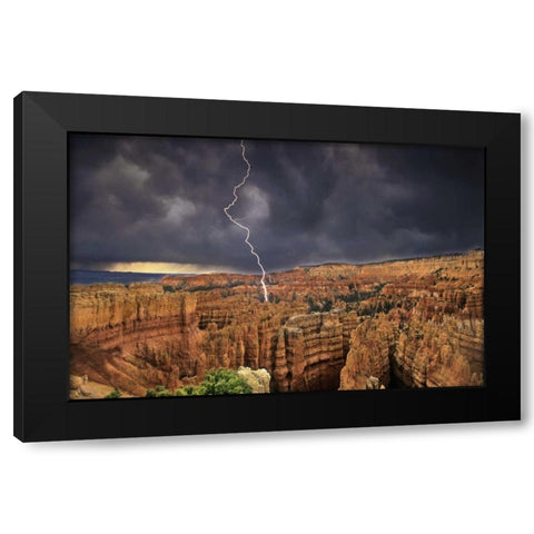 UT, Bryce Canyon Lightning over the hoodoos Black Modern Wood Framed Art Print by Welling, Dave