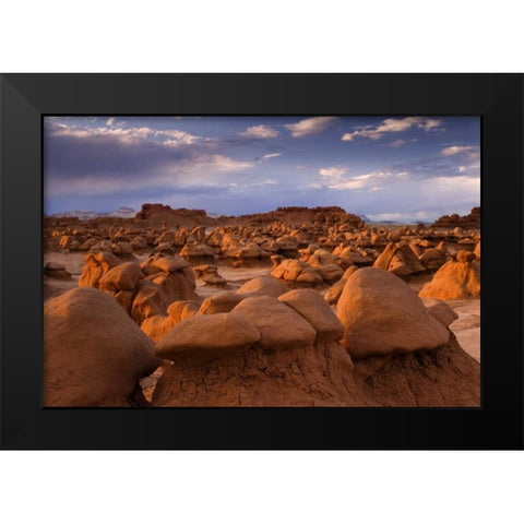 USA, Utah View of Goblin Valley SP at sunset Black Modern Wood Framed Art Print by Paulson, Don