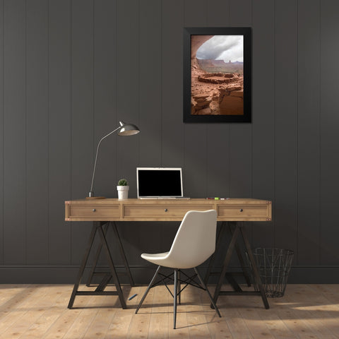 UT, Canyonlands NP Anasazi ruin with clouds Black Modern Wood Framed Art Print by Paulson, Don