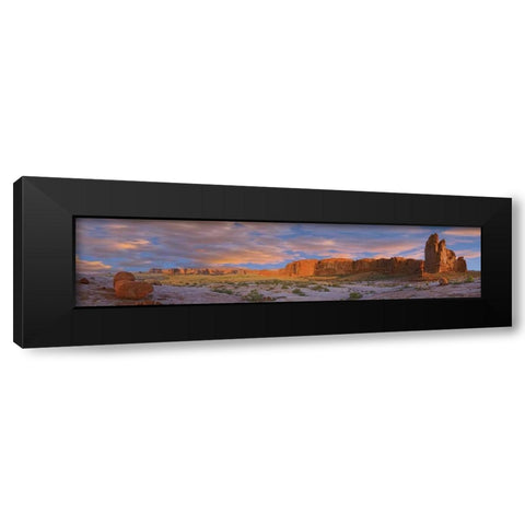 USA, Utah, Arches NP Courthouse Wash at sunrise Black Modern Wood Framed Art Print with Double Matting by Lord, Fred