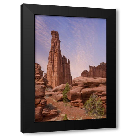 Utah Sunset on Fisher Towers formations Black Modern Wood Framed Art Print with Double Matting by Paulson, Don