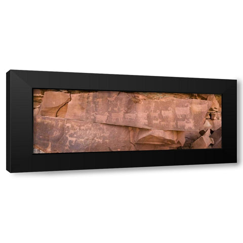 UT, Canyonlands NP Petroglyphs on rocks Black Modern Wood Framed Art Print by Paulson, Don