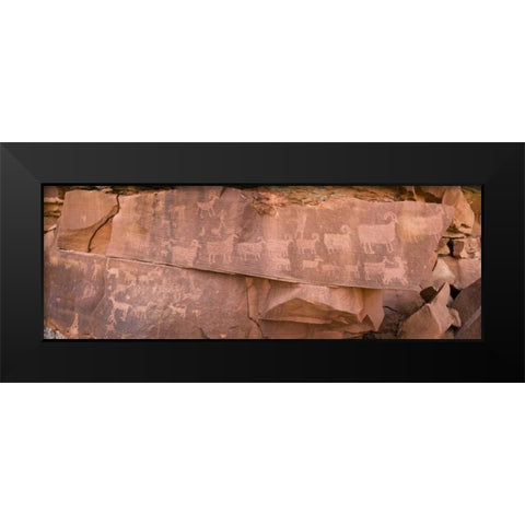 UT, Canyonlands NP Petroglyphs on rocks Black Modern Wood Framed Art Print by Paulson, Don