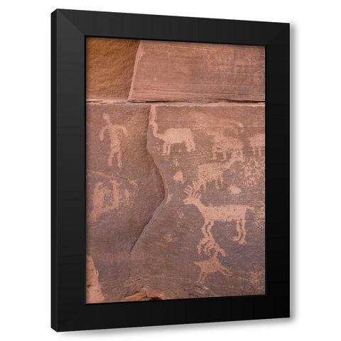 USA, Utah, Canyonlands NP Petroglyphs on rocks Black Modern Wood Framed Art Print with Double Matting by Paulson, Don
