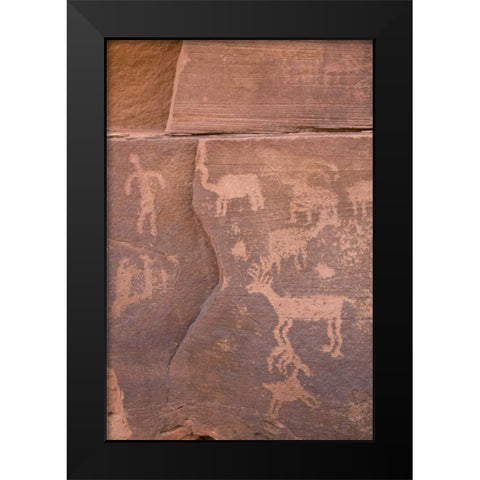 USA, Utah, Canyonlands NP Petroglyphs on rocks Black Modern Wood Framed Art Print by Paulson, Don