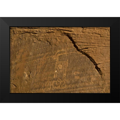 UT, Monument Valley Ancient petroglyphs Black Modern Wood Framed Art Print by Rotenberg, Nancy