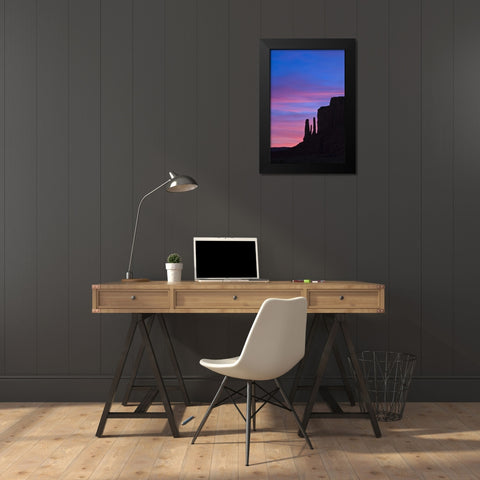UT, Monument Valley Three Sisters formation Black Modern Wood Framed Art Print by Rotenberg, Nancy