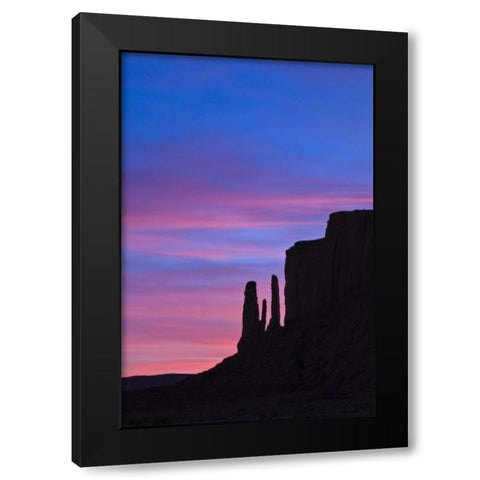 UT, Monument Valley Three Sisters formation Black Modern Wood Framed Art Print with Double Matting by Rotenberg, Nancy