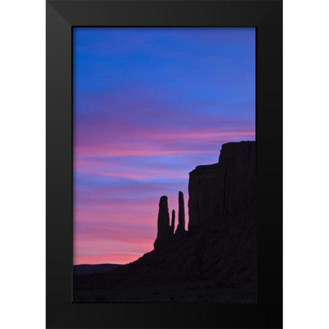 UT, Monument Valley Three Sisters formation Black Modern Wood Framed Art Print by Rotenberg, Nancy