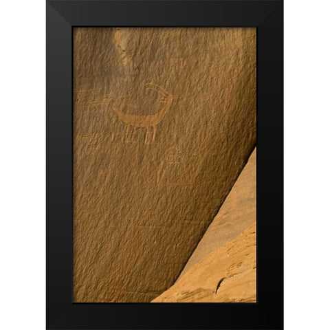 UT, Monument Valley Ancient petroglyphs Black Modern Wood Framed Art Print by Rotenberg, Nancy