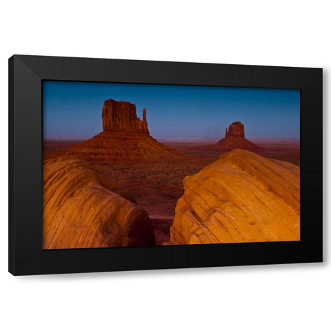 UT, Sunset on Mitten Buttes at Monument Valley Black Modern Wood Framed Art Print by Rotenberg, Nancy