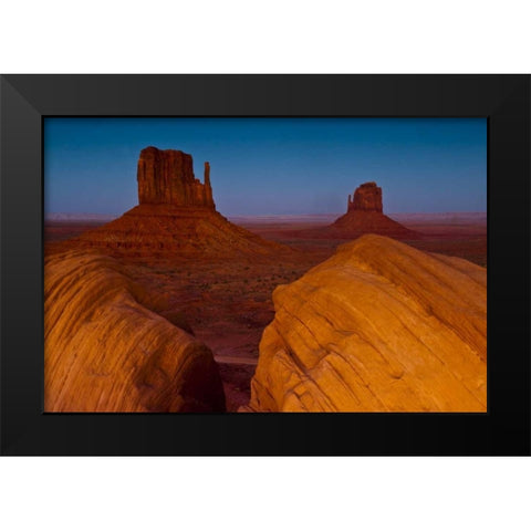 UT, Sunset on Mitten Buttes at Monument Valley Black Modern Wood Framed Art Print by Rotenberg, Nancy
