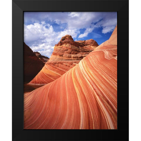 Utah, Paria Canyon The Wave formation, sandstone Black Modern Wood Framed Art Print by Flaherty, Dennis