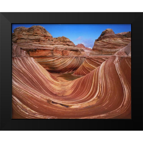 Utah, Paria Canyon The Wave formation, sandstone Black Modern Wood Framed Art Print by Flaherty, Dennis