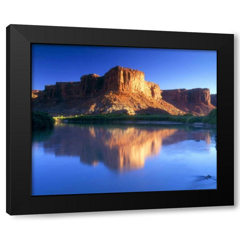 UT, A mesa reflecting in the Colorado River Black Modern Wood Framed Art Print by Talbot Frank, Christopher